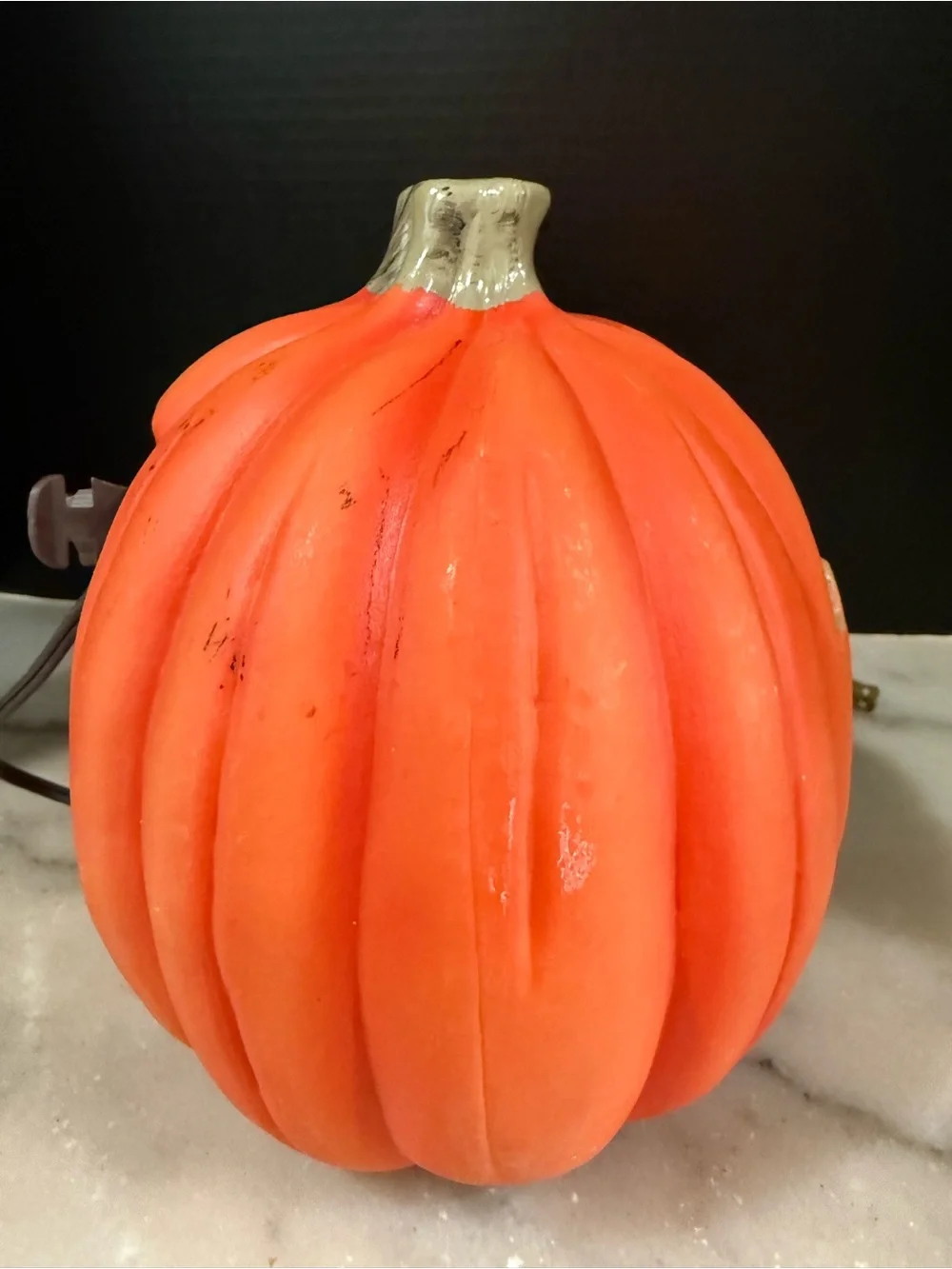 Vintage orange plastic blow-mold jack-o'-lantern tabletop light Pumpkin